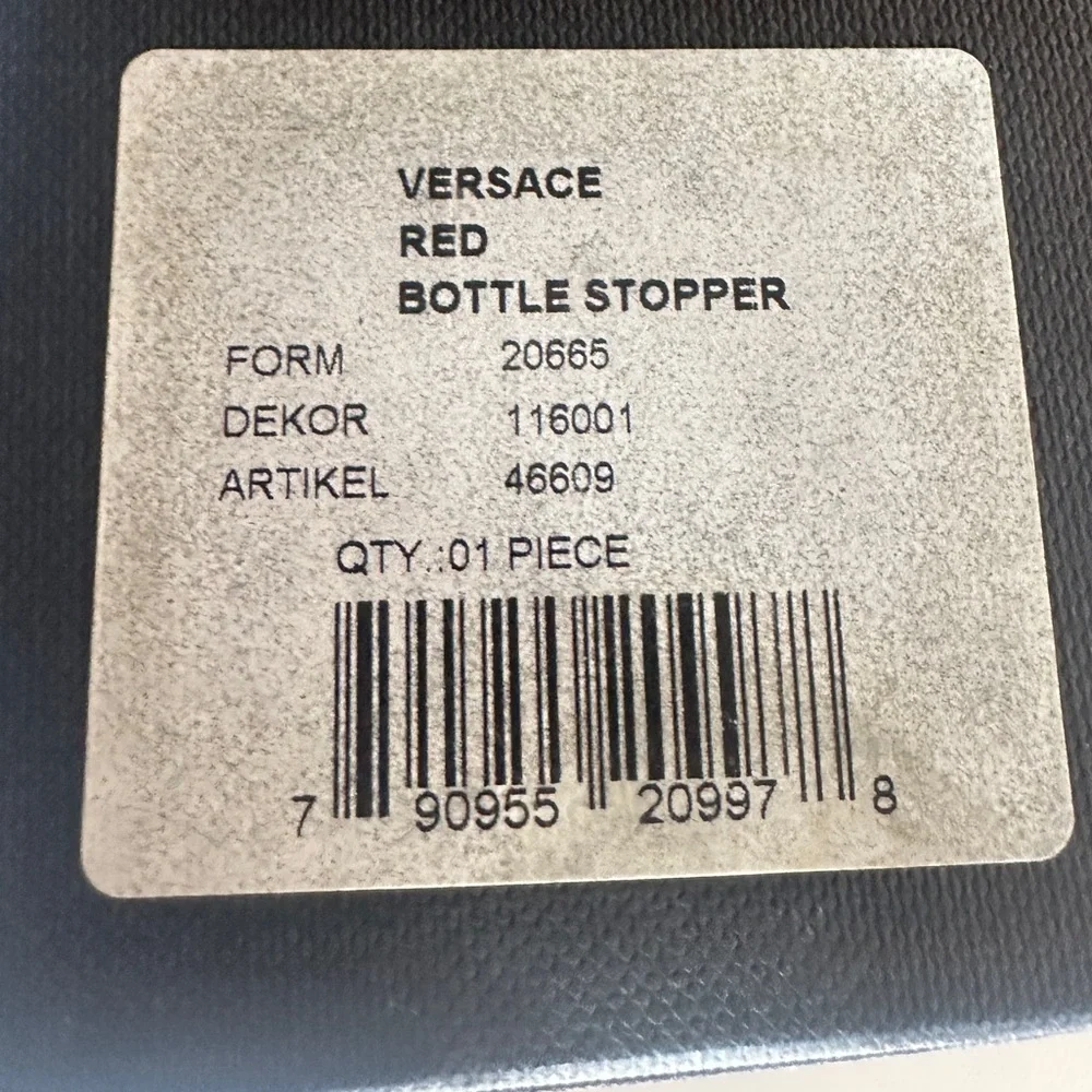 Versace Red and Clear Wine Stopper
